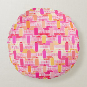 Art Deco Industrial chic - roze, perzik, goud Rond Kussen