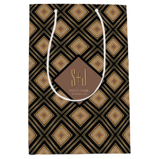 Art Deco inspiratie goud bruin zwart geometrisch p Medium Cadeauzakje