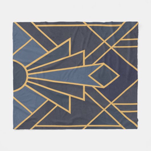 Art Deco inspiratie in blauw en goud Fleece Deken (Voorkant (Horizontaal))