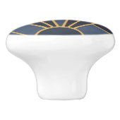 Art Deco inspiratie in blauw en goud Keramische Knop (Zijkant)