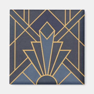 Art Deco inspiratie in blauw en goud Magneet