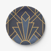 Art Deco inspiratie in blauw en goud Papieren Bordje (Voorkant)