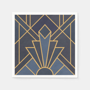 Art Deco inspiratie in blauw en goud Servet