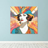 Art Déco Inspiré AI Oeuvre d'art Portrait élégante (Insitu (Plancher de Bois))