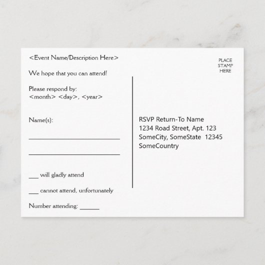 Art Déco Inspiré "Please R.S.V.P." Carte postale (Dos)