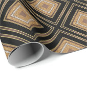Art Deco Inspo Gold Brown Black Geometric Pattern Cadeaupapier (Rol Hoek)