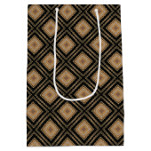 Art Deco Inspo Gold Brown Black Geometric Pattern Medium Cadeauzakje (Achterkant)