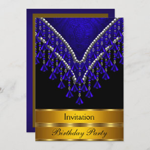 Art Déco Invitation fête d'anniversaire Royal Blue