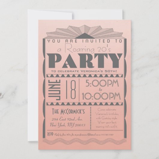 Art Deco Invitation - Gatsby Style - Aangepaste te Kaart (Voorkant)