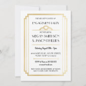 Art Déco Invitations de parties d'engagement Gold (Devant)