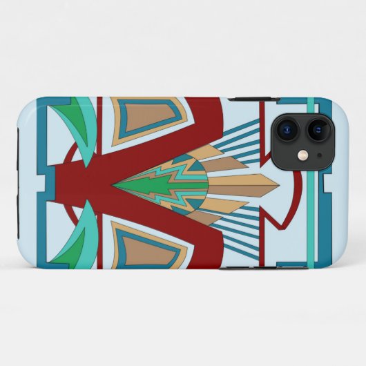 Art Deco iPhone 11 en hoger Hoesje (Bleek blauw) (Achterkant (horizontaal))
