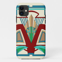 Art Deco iPhone 11 en hoger Hoesje (Bord Geel)