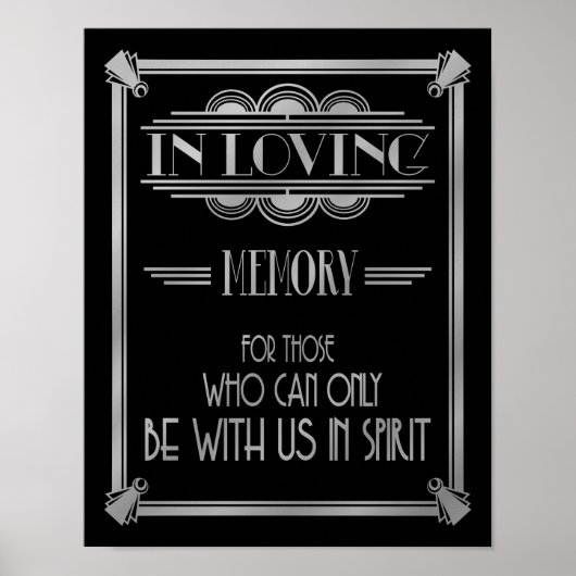 Art Deco jaren '20 stijl "IN LOVENDE HERINNERING" Poster (Voorkant)