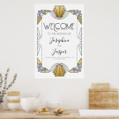 Art Deco jaren 20 Wit en Goud Welkomstbord Poster (Keuken)