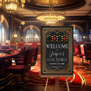 Art Deco jaren 20 Zwart en Goud Casino Welkomstbor Poster