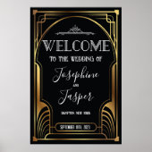 Art Deco jaren 20 Zwart en Goud Welkomstbord Poster (Voorkant)