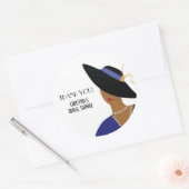 Art Deco jaren 30 vrouw in zwarte hoed Bruidsboeke Ronde Sticker (Envelop)