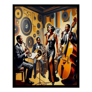 Art Deco Jazz Age Band en Singer Poster. Perfect Poster