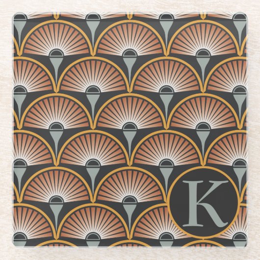 Art Deco Jazz Age Sunset Jukebox Glazen Onderzetter (Voorkant)