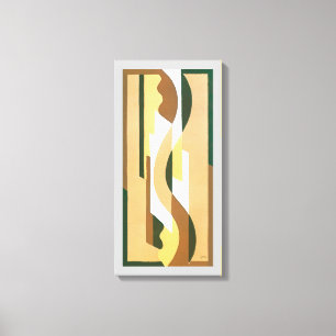 Art Deco Jazz Curve Patroon Herfstkleuren Vintage Canvas Afdruk