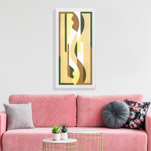 Art Deco Jazz Curve Patroonkleuren Canvas Afdruk (Insitu (Woonkamer))