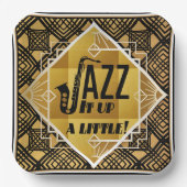 Art Deco Jazz It Up Hoorn Oudejaarsavond Feest Papieren Bordje (Voorkant)