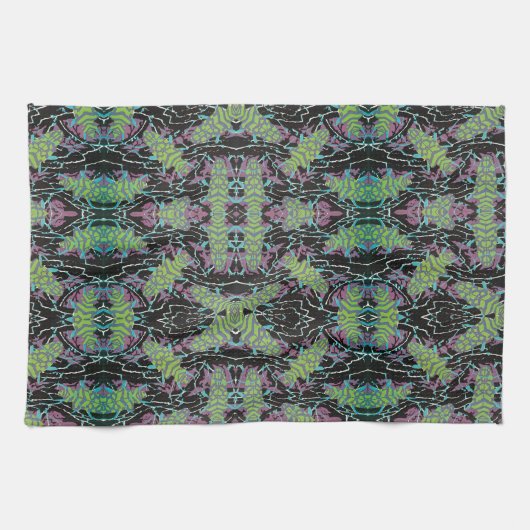 Art Deco Jazz Pochoir Beetles in de tuin Theedoek (Horizontaal)