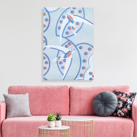  Art Deco Jazz Pochoir Birds Animal Pattern Canvas Afdruk (Insitu (Woonkamer))