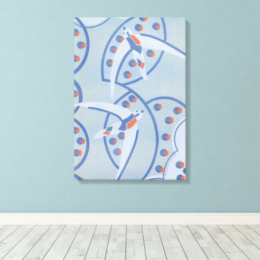  Art Deco Jazz Pochoir Birds Animal Pattern Canvas Afdruk (Insitu (Houten vloer))