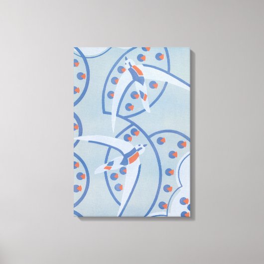 Art Deco Jazz Pochoir Birds Animal Pattern Canvas Afdruk (Voorkant)