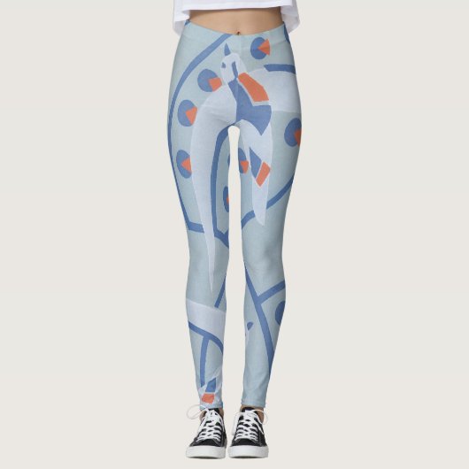 Art Deco Jazz Pochoir Birds Animal Pattern Leggings (Voorkant)