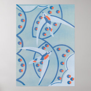  Art Deco Jazz Pochoir Birds Animal Pattern Poster