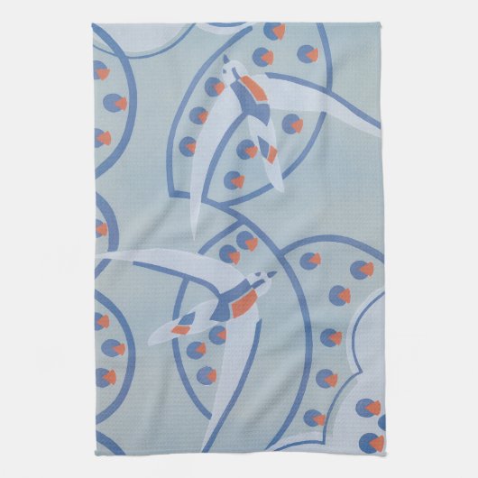 Art Deco Jazz Pochoir Birds Animal Pattern Theedoek (Verticaal)