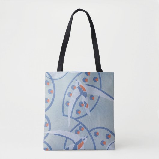Art Deco Jazz Pochoir Birds Animal Pattern Tote Bag (Voorkant)