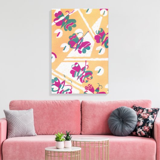Art Deco Jazz Pochoir Garden Butterflies Canvas Afdruk (Insitu (Woonkamer))