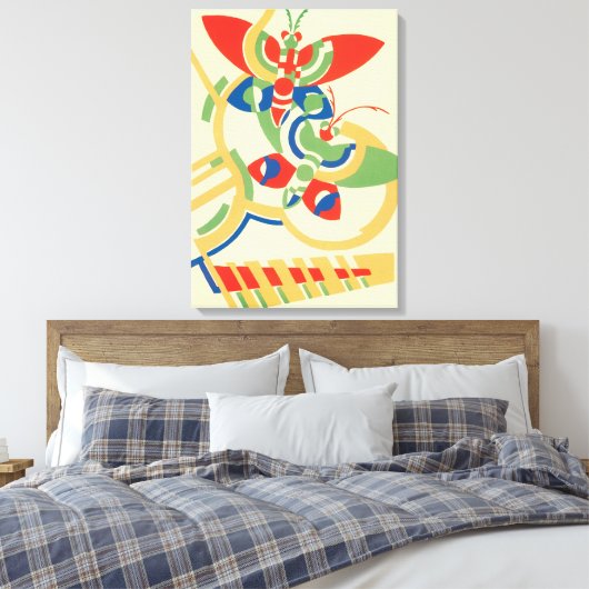  Art Deco Jazz Pochoir Garden Butterflies Canvas Afdruk (Insitu (Slaapkamer))