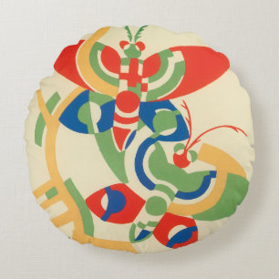  Art Deco Jazz Pochoir Garden Butterflies Rond Kussen