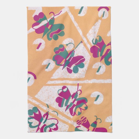 Art Deco Jazz Pochoir Garden Butterflies Theedoek (Verticaal)
