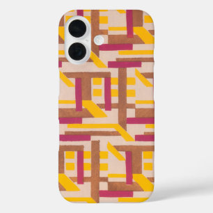 Art Deco Jazz Pochoir Geometrisch Patroon uit de V iPhone 16 Hoesje