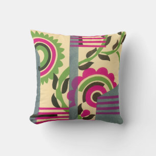 Art Deco Jazz Pochoir Geometrisch Patroon uit de V Kussen