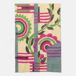 Art Deco Jazz Pochoir Geometrisch Patroon uit de V Theedoek