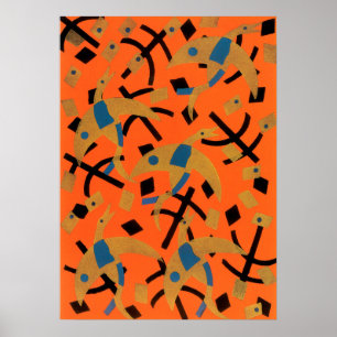  Art Deco Jazz Pochoir Golden Animal Poster