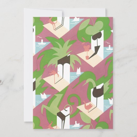 Art Deco Jazz Pochoir Palm Trees en Birds (Voorkant)