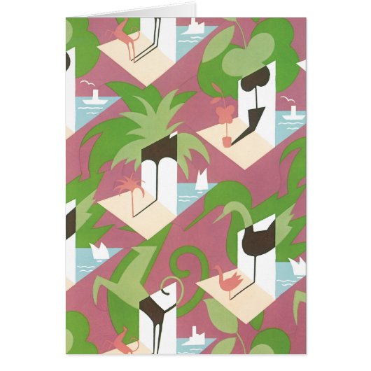  Art Deco Jazz Pochoir Palm Trees en Birds (Voorkant)