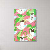  Art Deco Jazz Pochoir Palm Trees en Birds Canvas Afdruk (Voorkant)