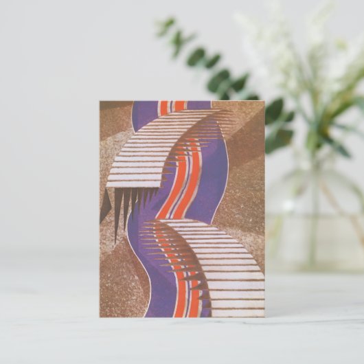 Art Deco Jazz Pochoir Stair Stap Patroon Briefkaart (Staand voorkant)