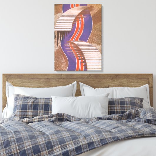  Art Deco Jazz Pochoir Stair Stap Patroon Canvas Afdruk (Insitu (Slaapkamer))