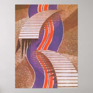 Art Deco Jazz Pochoir Stair Stap Patroon Poster