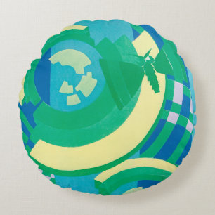 Art Deco Jazz Pochoir Tuin Vlinders Oud Rond Kussen