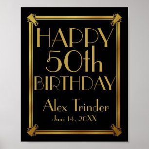 ART Déco Joyeux anniversaire Imprimer Roaring 20's